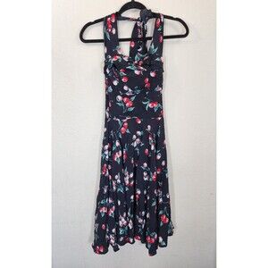 Trashy Diva XS Black Cherry Rayon Halter Dress Honey Pinup Rockabilly 50s